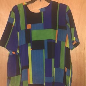 Retro colorblock blouse